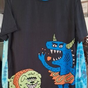 Cat & Jack Black Tee with Blue and Green Monster Print